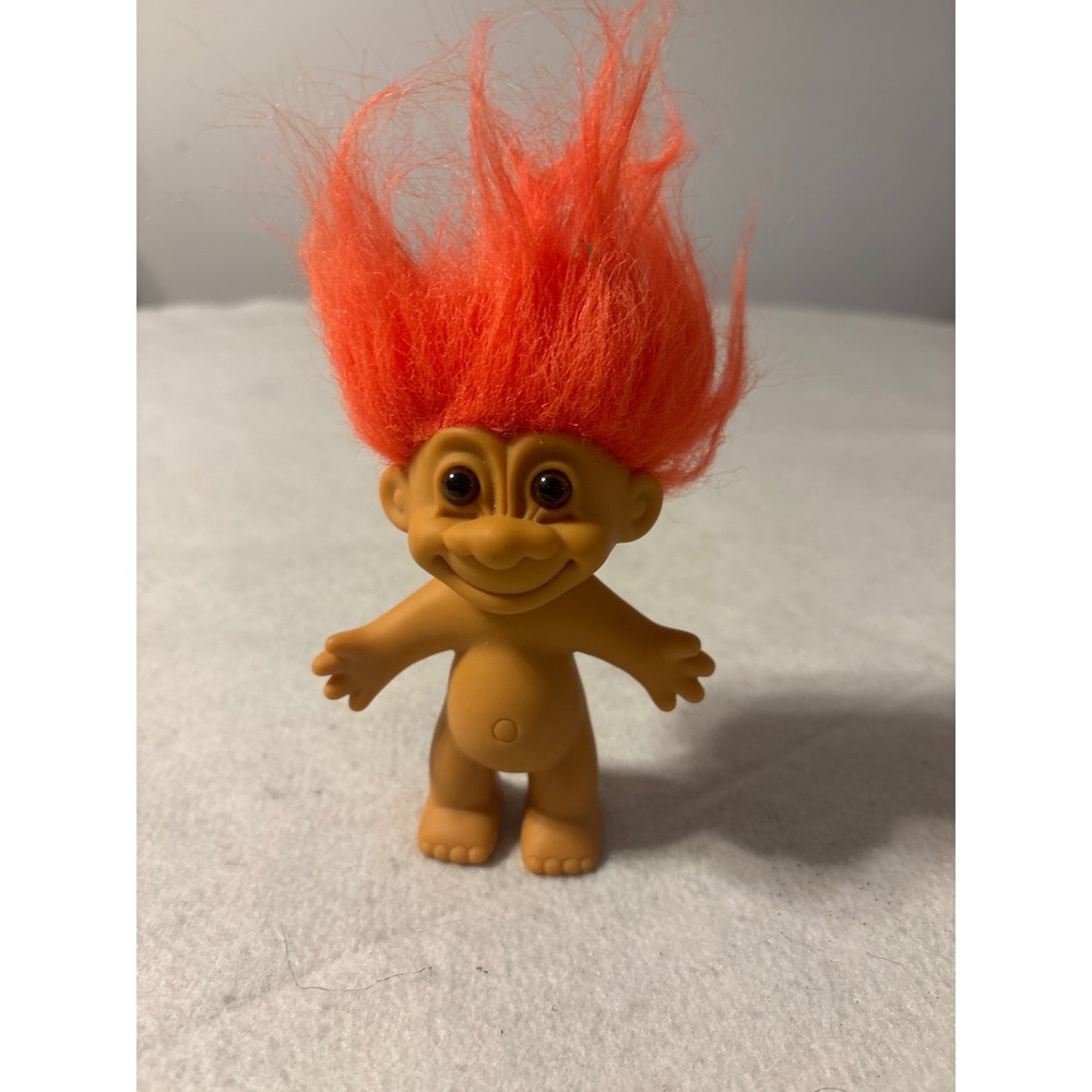 Vintage Russ‎ Berrie Troll Doll Orange Hair Nude Vinyl Figure Item 18600 3 Inch